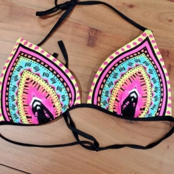 European Aztec-Tribal pattern halter padded Bikini- NWOT - Picture 3 of 14